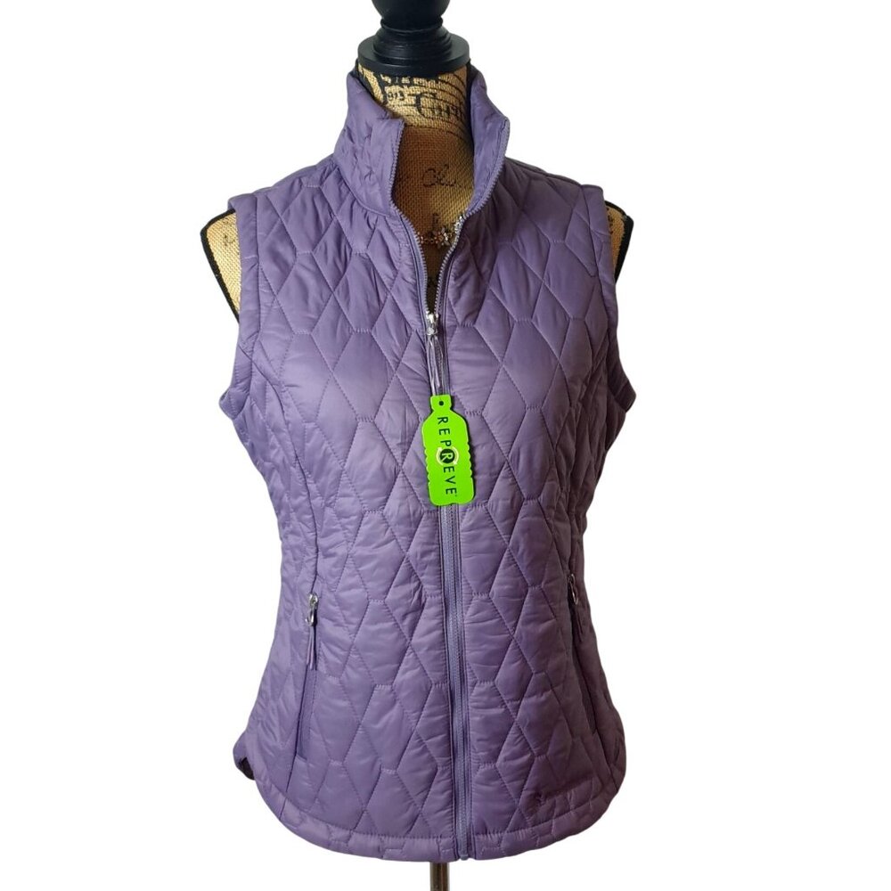 Free Country Womens Vest S Purple Quilted Zip Lightweight Pockets Clean NEW